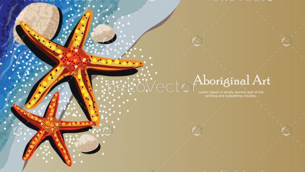 Starfish aboriginal art banner background