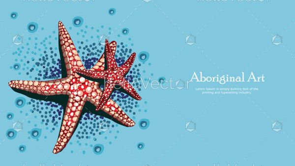 Aboriginal dot art poster design with starfish
