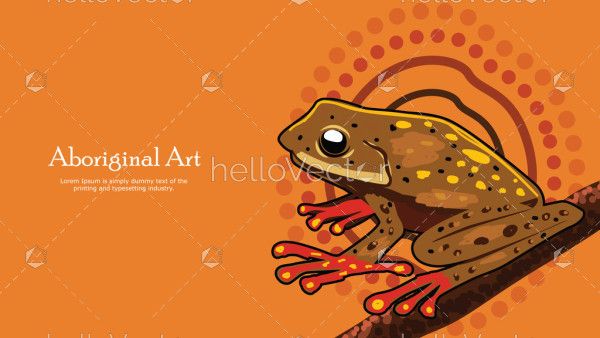 Aboriginal dot art banner design with frog