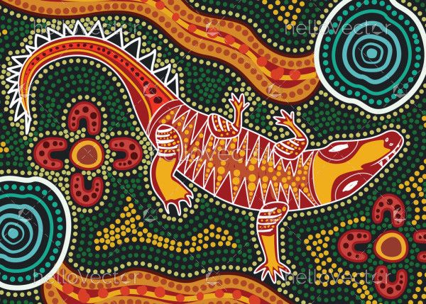 Crocodile art in aboriginal dot style