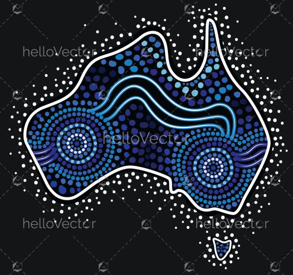 Map of Australia in aboriginal dot style