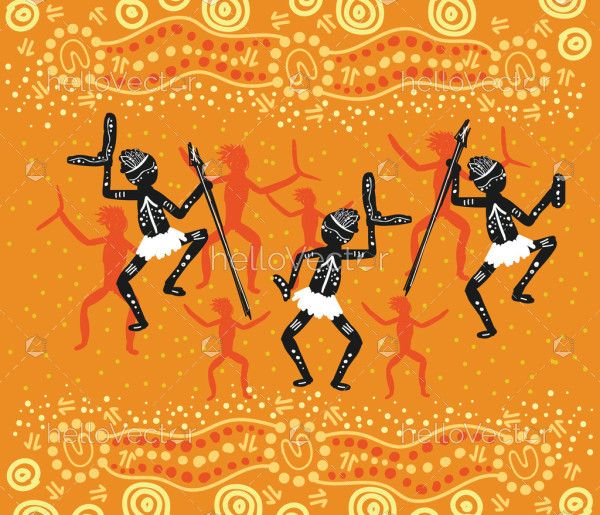 Aboriginal people dancing vector dot background