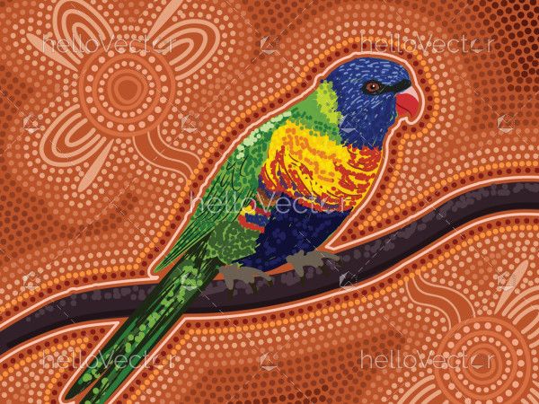 Rainbow Lorikeet Dot Painting - Aboriginal