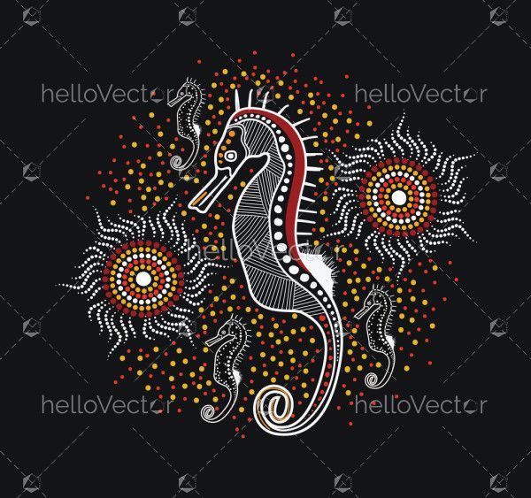 Aboriginal style of seahorse art - Illustration