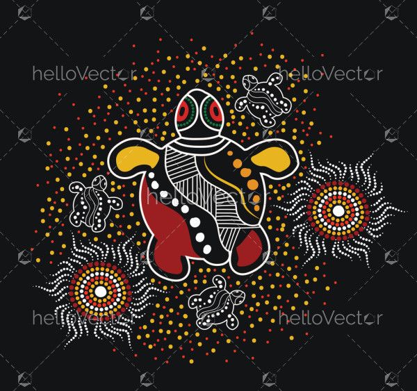 Aboriginal style of turtle art - Illustration