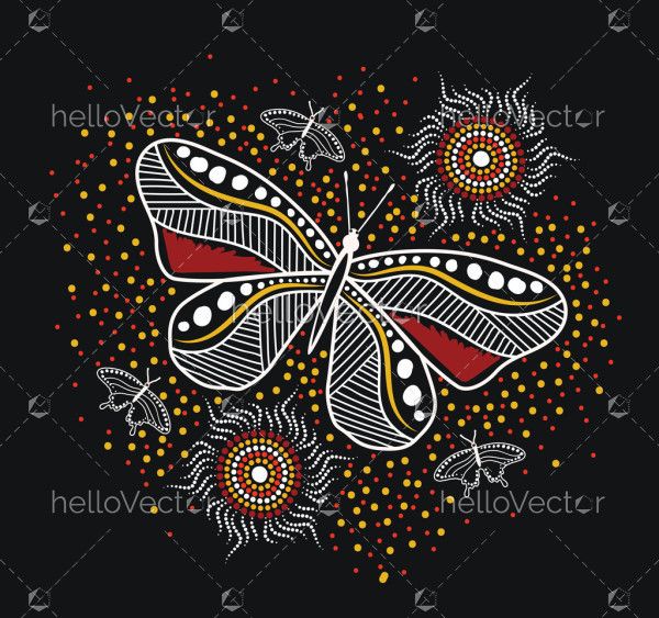 Aboriginal style of butterfly art - Illustration