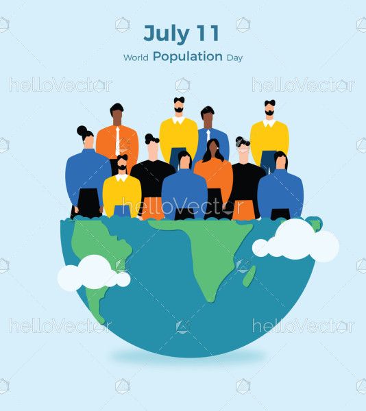 World population day banner flat Illustration