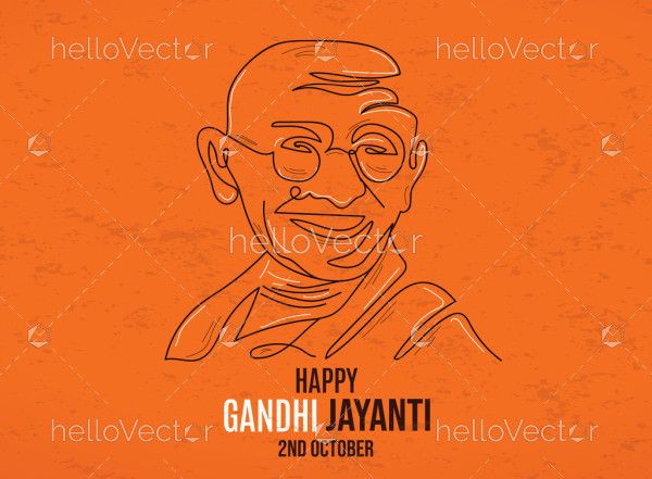 Mahatma Gandhi Outline Portrait Illustration
