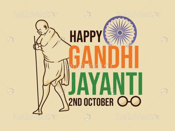 2nd October, Happy Gandhi Jayanti Flat Design
