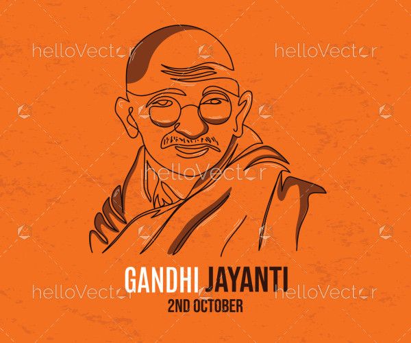 Mahatma Gandhi Abstract Outline Portrait Illustration