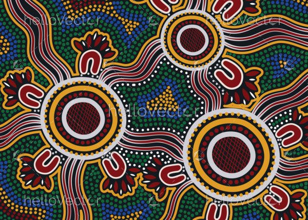 Aboriginal dot connection concept painting - illustration