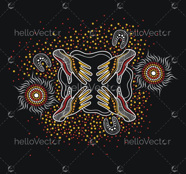 Aboriginal style of unity concept art - Illustration
