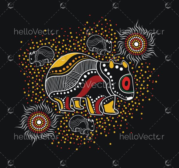 Aboriginal style of wombat art - Illustration