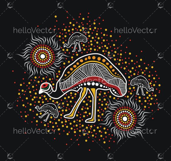 Aboriginal style of Emu art - Illustration