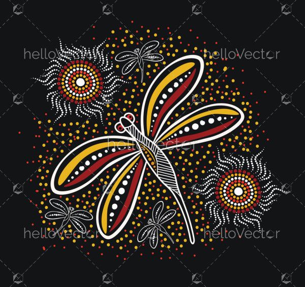 Aboriginal style of dragonfly art - Illustration