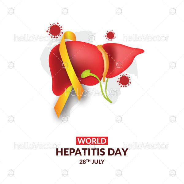 World hepatitis day illustration with ribbon