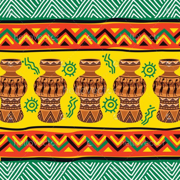 African pattern background with pot