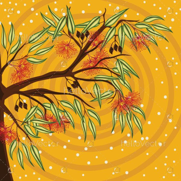 Aboriginal dot artwork with gumtree