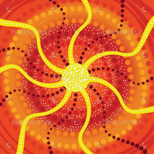 Aboriginal style of sun art - Illustration