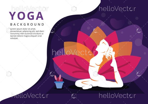 Woman doing yoga on abstract lotus background