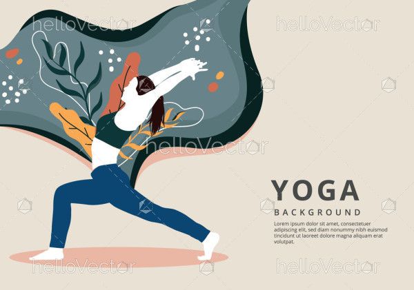 Woman doing yoga banner design, Health and fitness concept