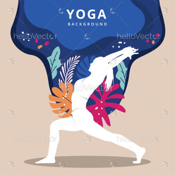 Yoga Woman On Abstract Floral Background