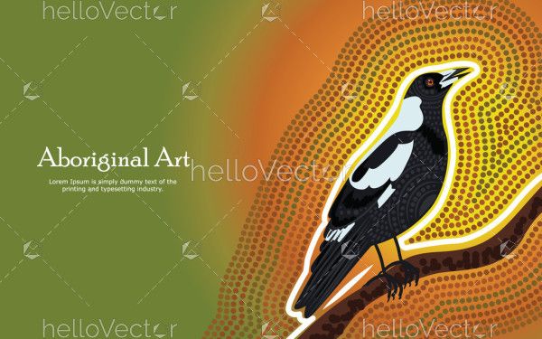 Aboriginal art banner design with magpie