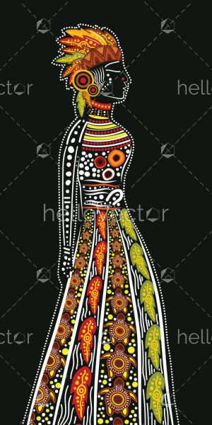 Aboriginal woman dot style painting - Illustration