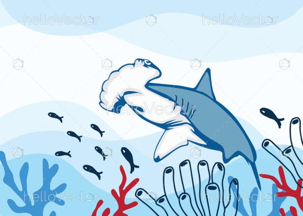 Hammerhead shark underwater background