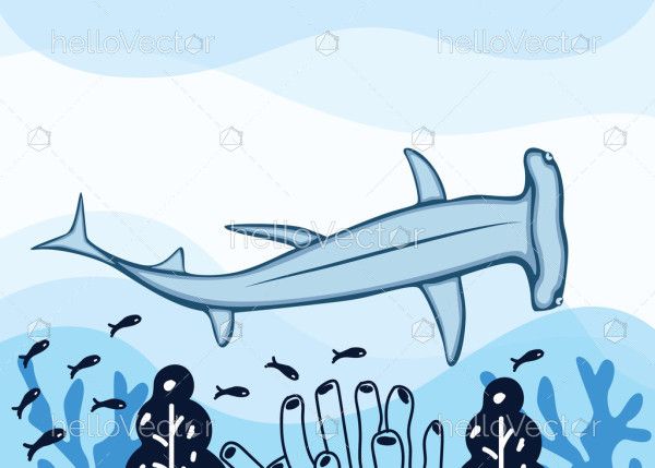Hammerhead shark underwater background