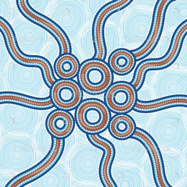 Vector aboriginal blue dot painting