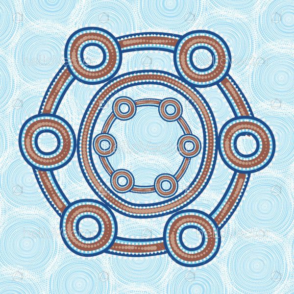 Vector aboriginal blue dot connection artwork