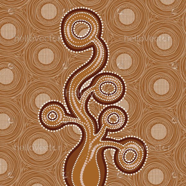 Dot Boab Tree Aboriginal Vector Art