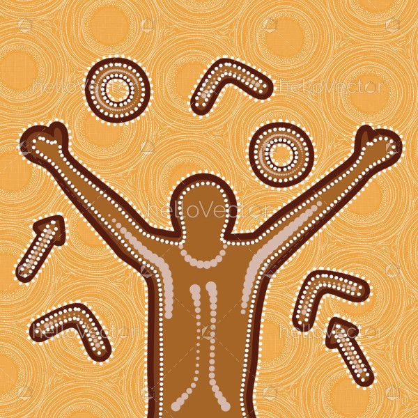 Aboriginal art vector painting depicting victory