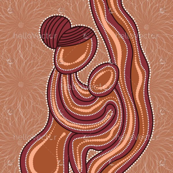 Mother and child love concept aboriginal art painting