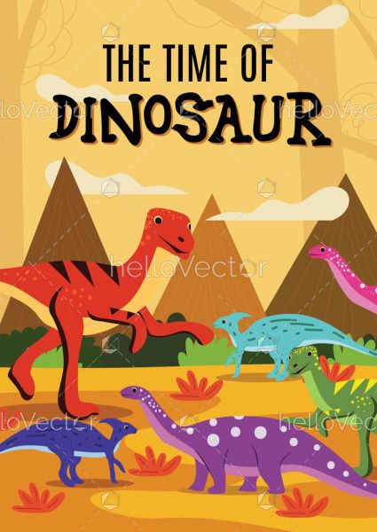 Dinosaurs stories book cover design for kids