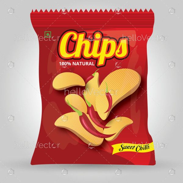 Red Potato chips packaging - Vector
