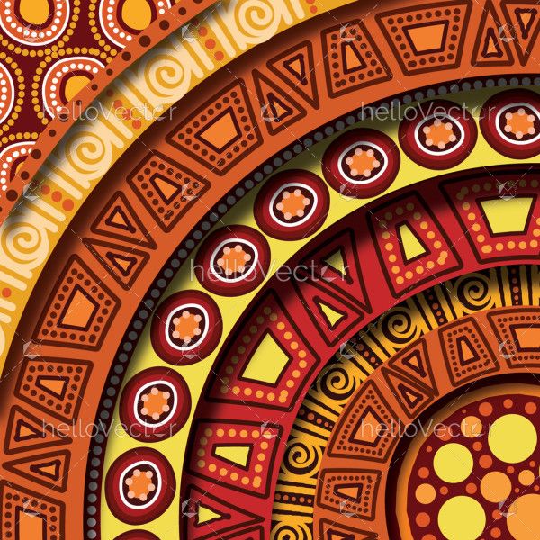Paper cut style background with aboriginal artwork