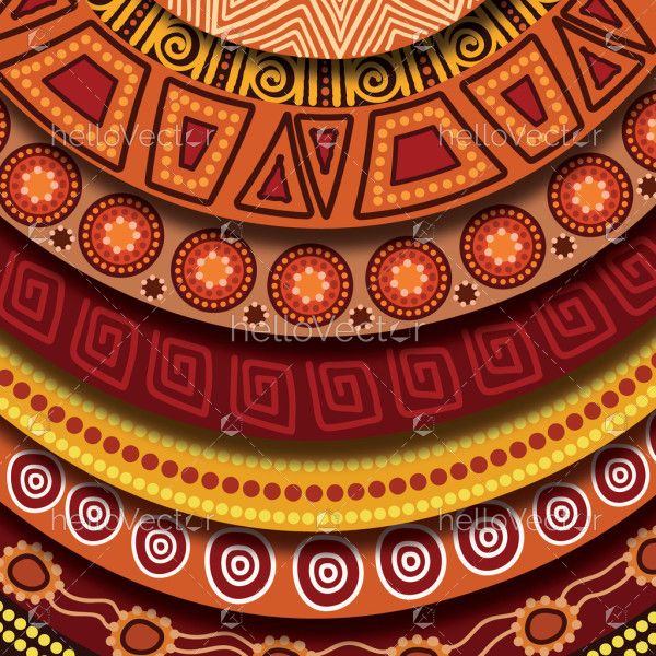 Paper cut style background with aboriginal artwork