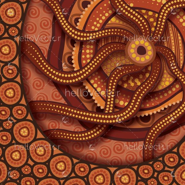 Paper cut style aboriginal artwork illustration