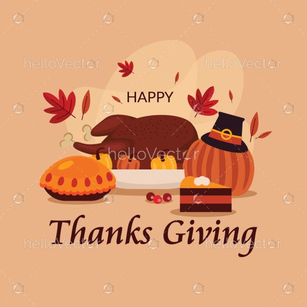 Thanksgiving day background with traditional food