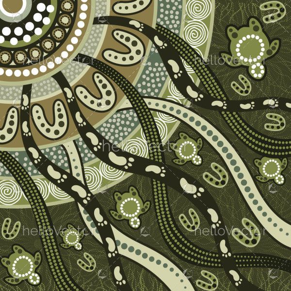 Green Aboriginal Painting - Vector