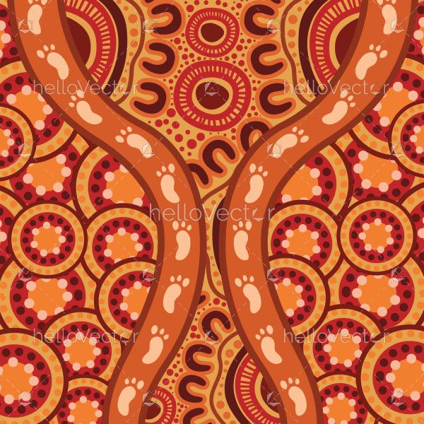 Orange Aboriginal Painting - Vector