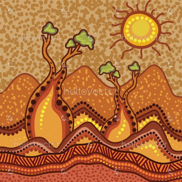 Nature Concept Painting With Aboriginal Artwork
