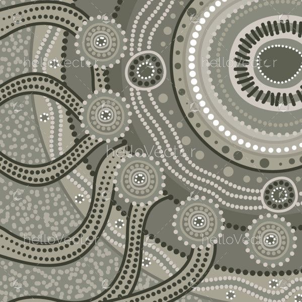 Vector aboriginal grey dot painting