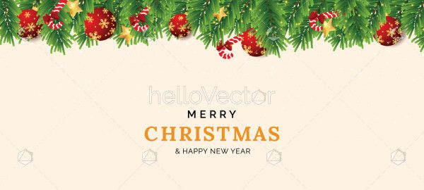Vector Christmas party background with realistic decoration