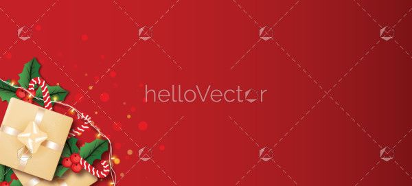 Red Christmas vector background with gifts