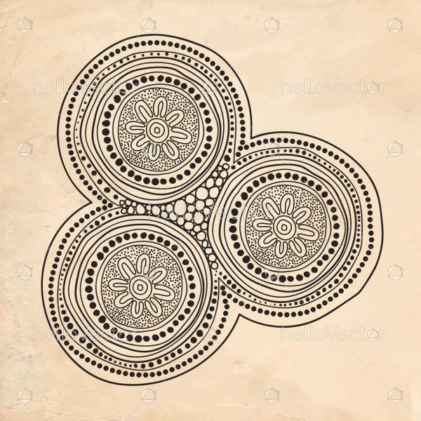 Grey aboriginal dot circle art illustration