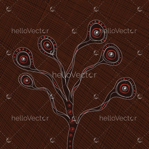 Brown aboriginal style of tree painting