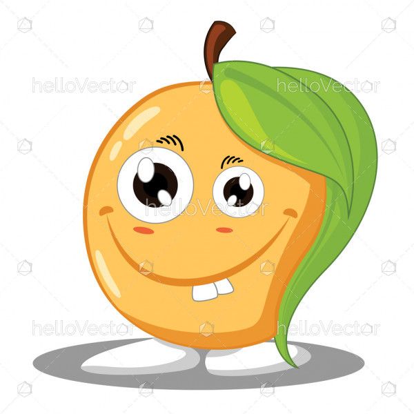 Mango cartoon character, Smiling mango mascot Vector illustration